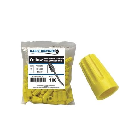 KABLE KONTROL Kable Kontrol® Electrical Wire Connectors Nuts - Non - Winged - Fits Wire 14 - 12 AWG - 100 Pcs - Yellow WNUT-74-YW-100